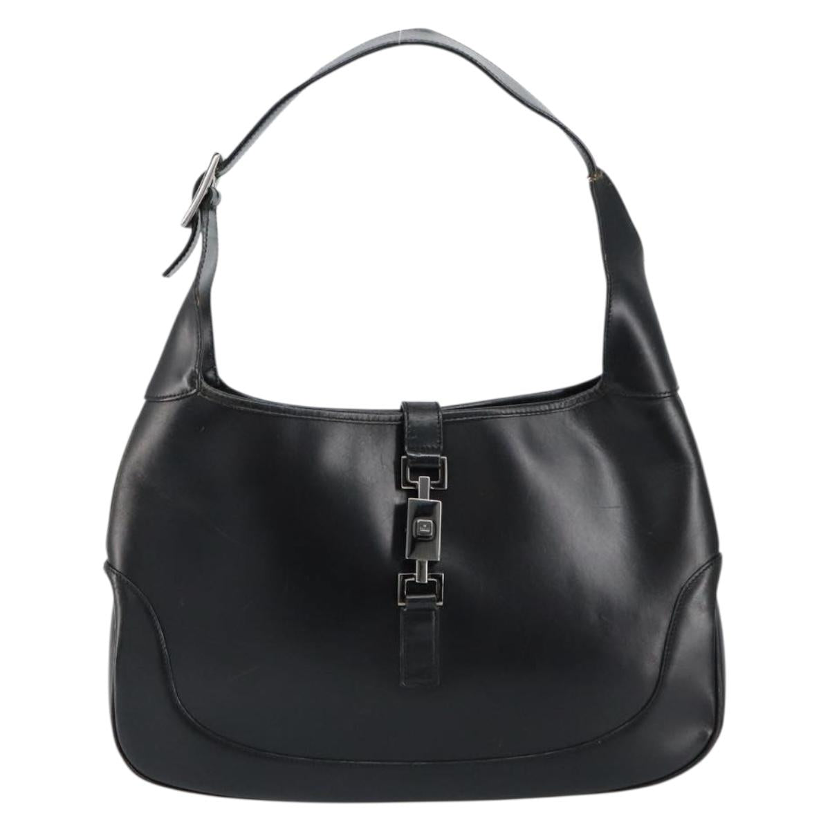 GUCCI Jackie Shoulder Bag Leather Black Silver 001 3306 Auth yk19516