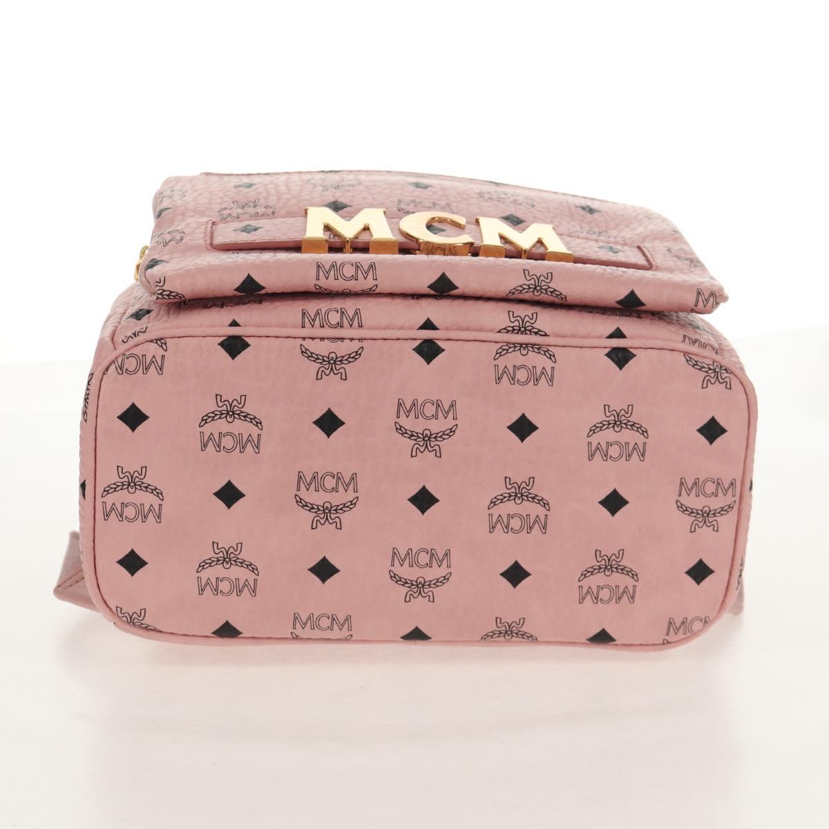 MCM Vicetos Logogram Backpack PVC Leather Pink Gold Auth yk19517A