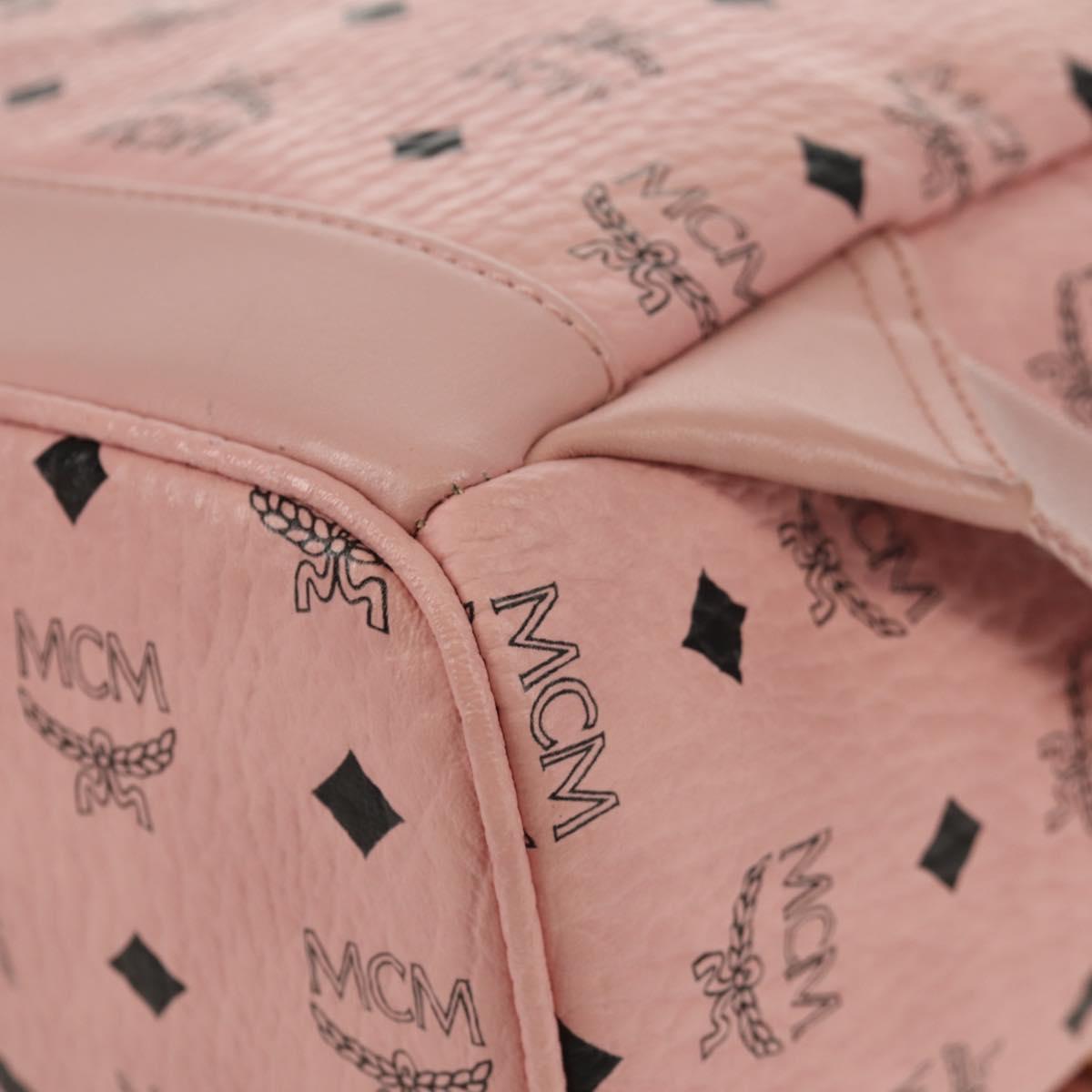 MCM Vicetos Logogram Backpack PVC Leather Pink Gold Auth yk19517A