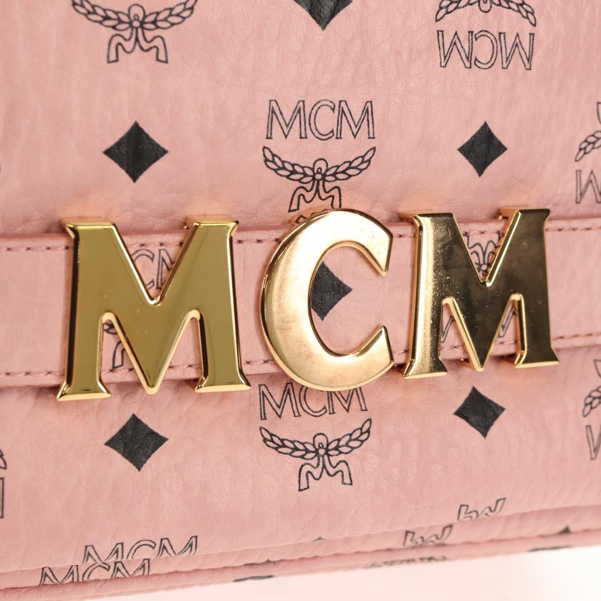 MCM Vicetos Logogram Backpack PVC Leather Pink Gold Auth yk19517A