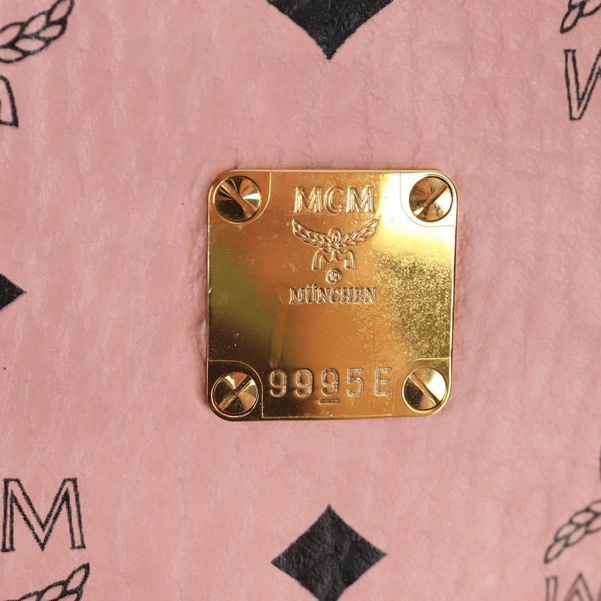 MCM Vicetos Logogram Backpack PVC Leather Pink Gold Auth yk19517A
