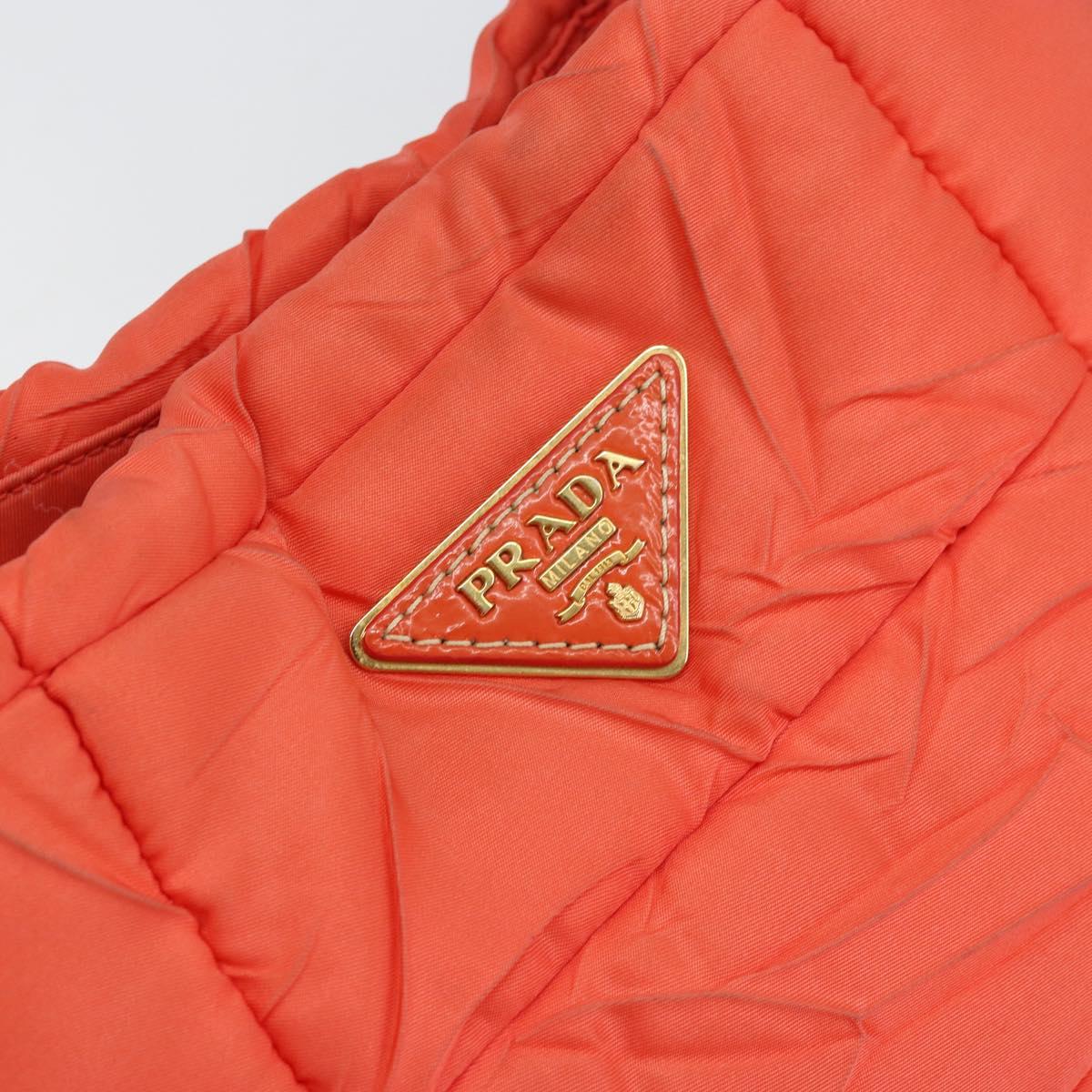 PRADA Shoulder Bag Nylon Orange Gold Auth yk19518
