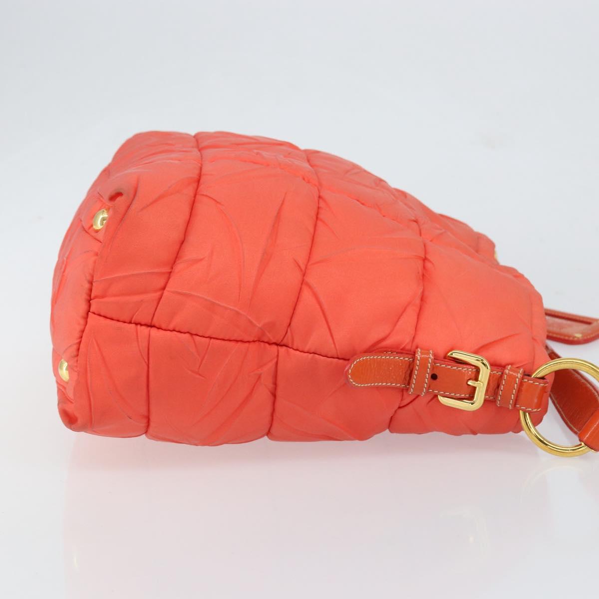 PRADA Shoulder Bag Nylon Orange Gold Auth yk19518