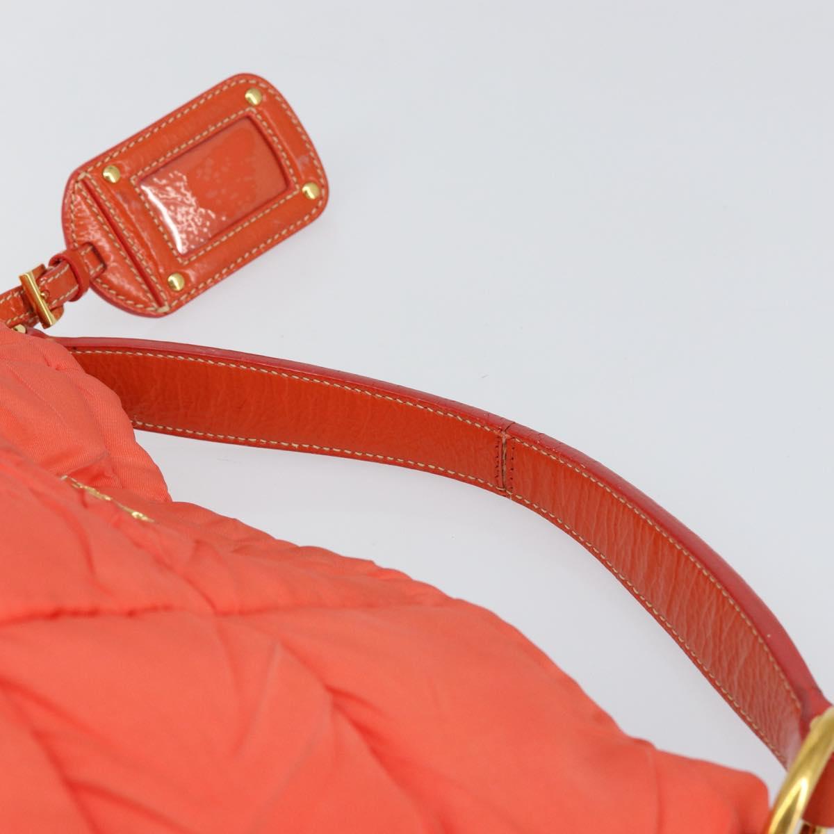 PRADA Shoulder Bag Nylon Orange Gold Auth yk19518