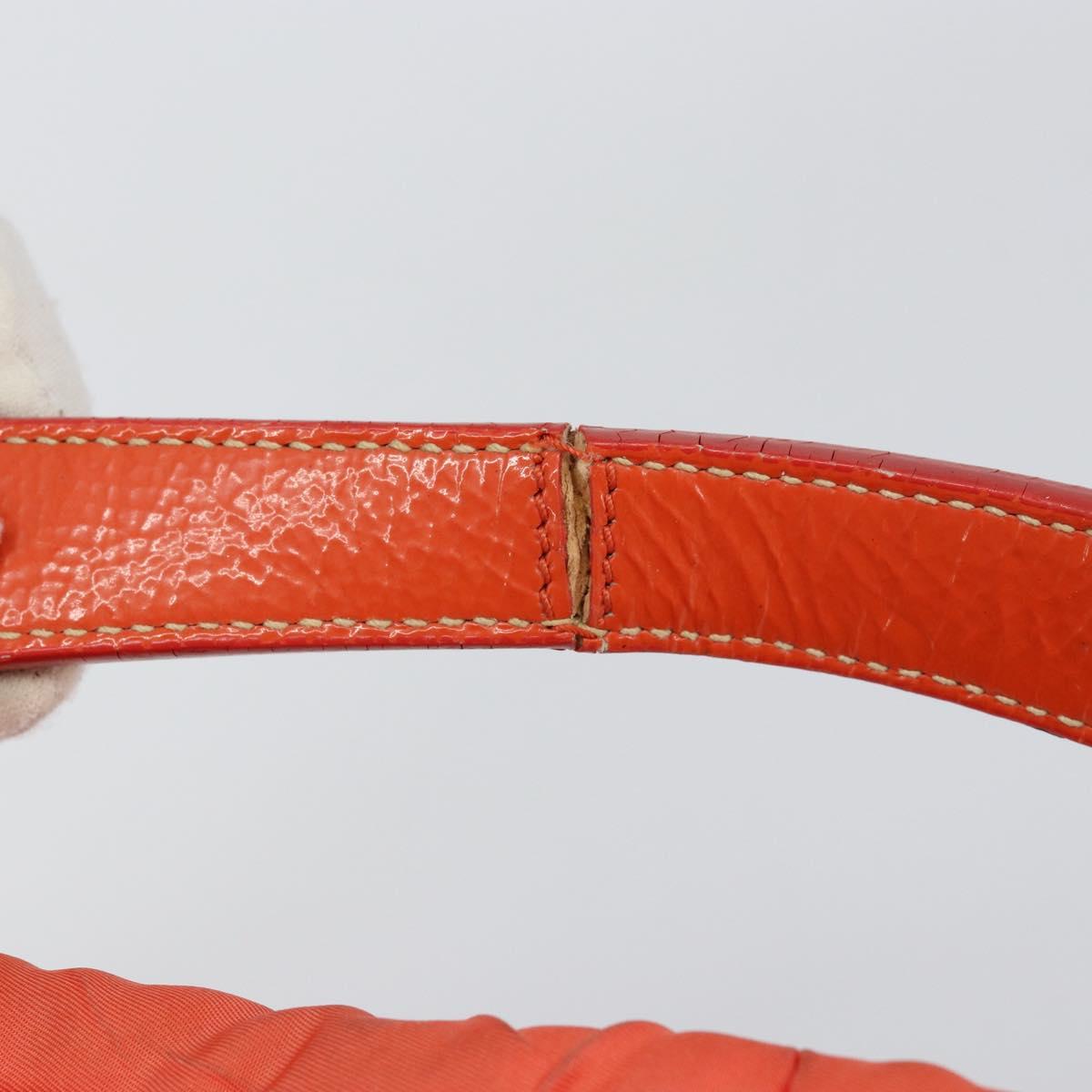 PRADA Shoulder Bag Nylon Orange Gold Auth yk19518