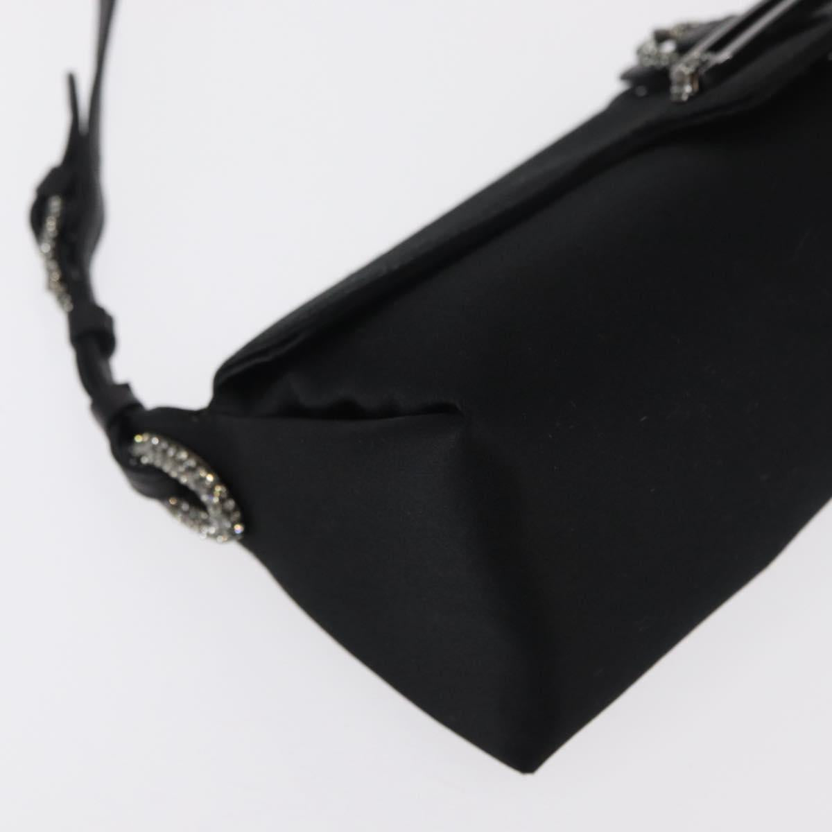 Jimmy Choo Turita Chain Shoulder Bag Satin Black Silver Auth yk19524