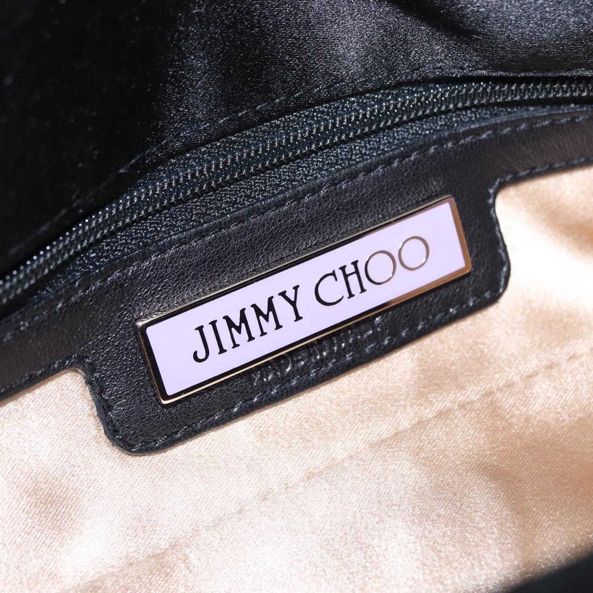 Jimmy Choo Turita Chain Shoulder Bag Satin Black Silver Auth yk19524