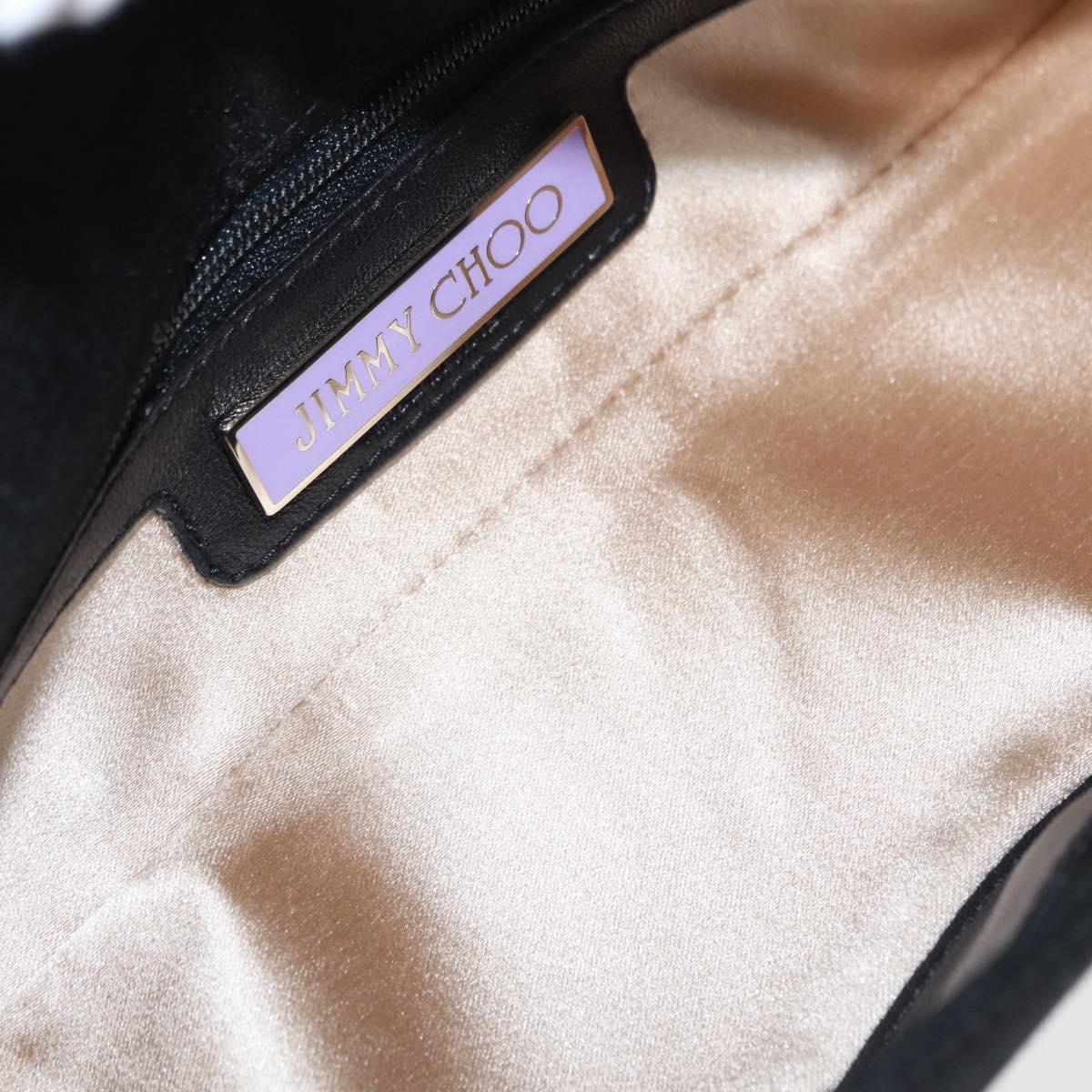 Jimmy Choo Turita Chain Shoulder Bag Satin Black Silver Auth yk19524