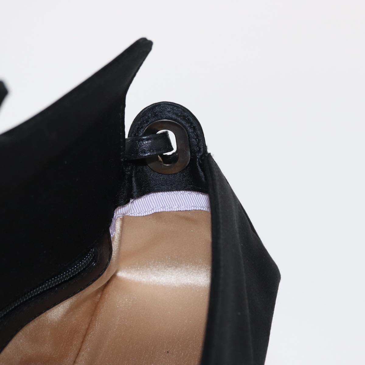 Jimmy Choo Turita Chain Shoulder Bag Satin Black Silver Auth yk19524