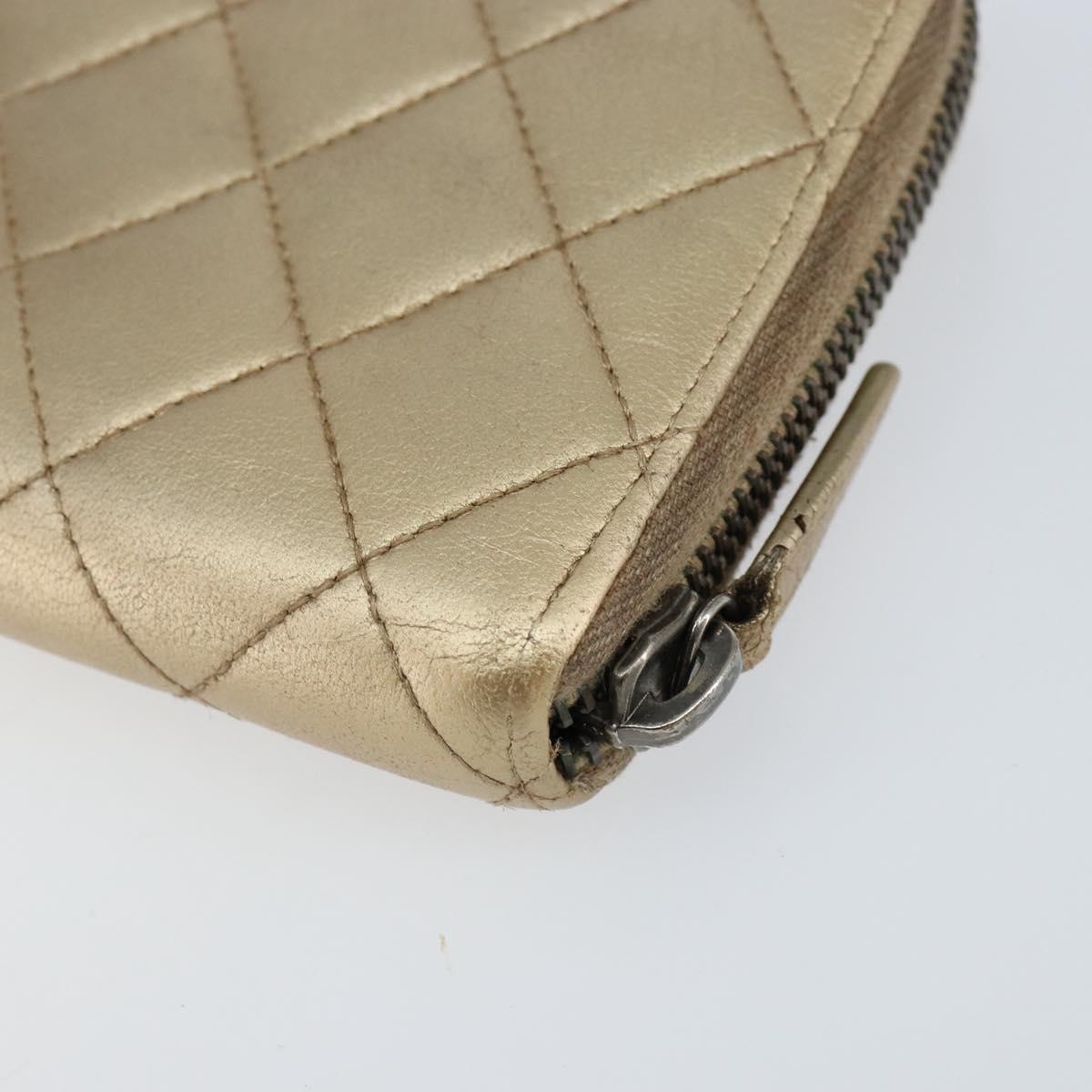 CHANEL 2.55 Matelasse Long Wallet Lamb Skin Gold CC Auth yk19525