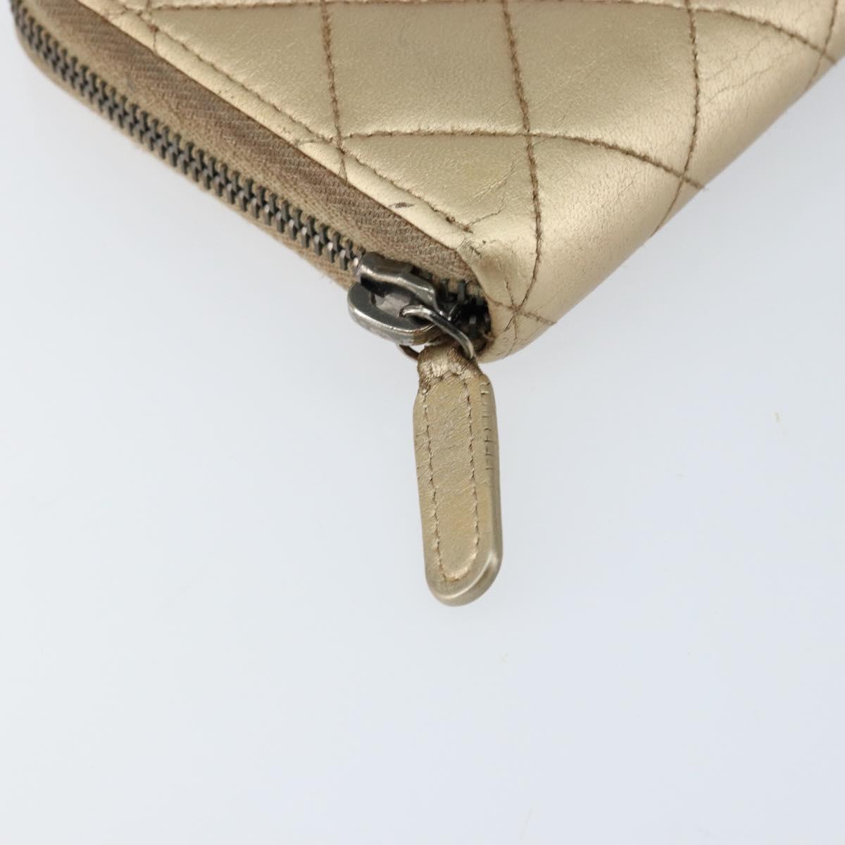 CHANEL 2.55 Matelasse Long Wallet Lamb Skin Gold CC Auth yk19525