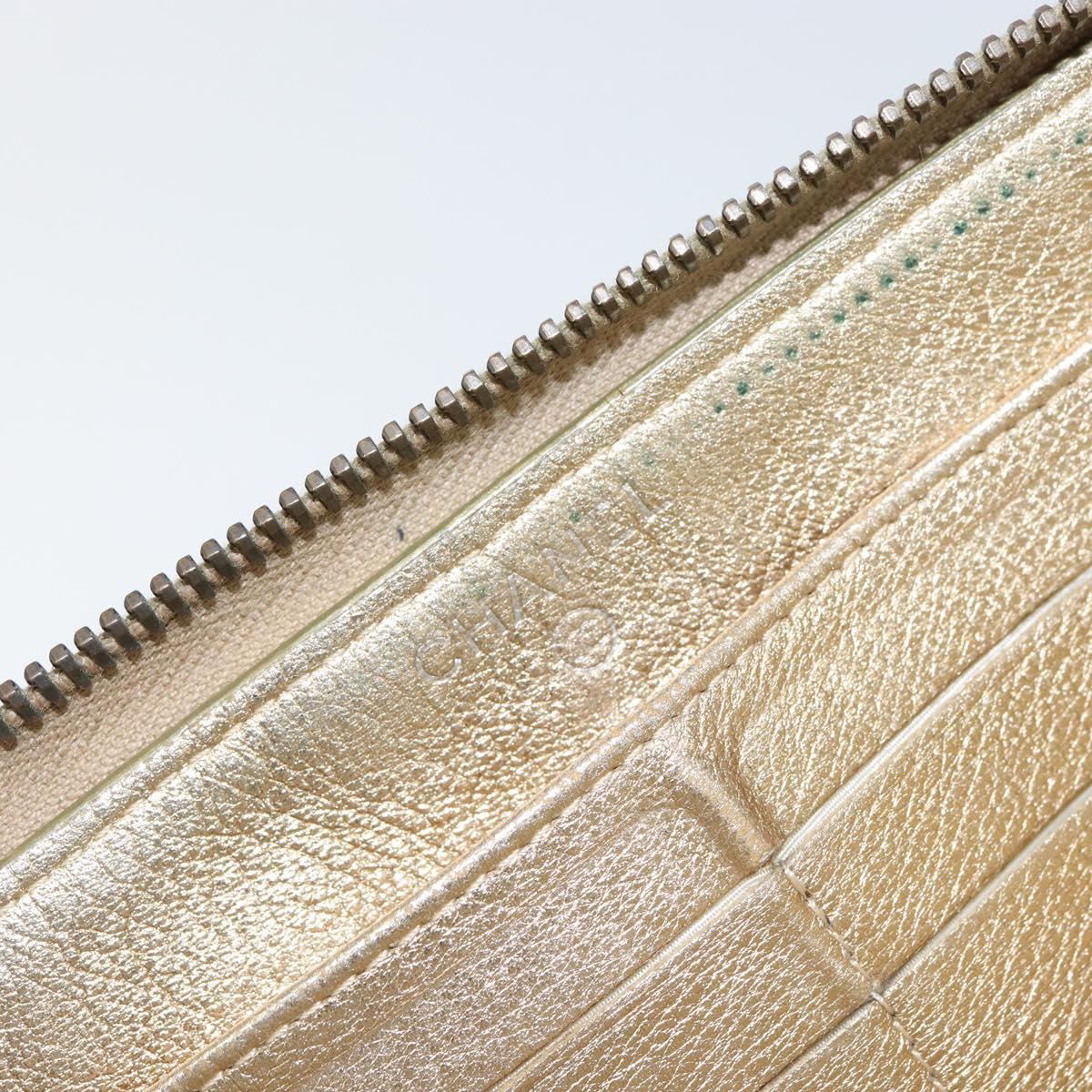 CHANEL 2.55 Matelasse Long Wallet Lamb Skin Gold CC Auth yk19525