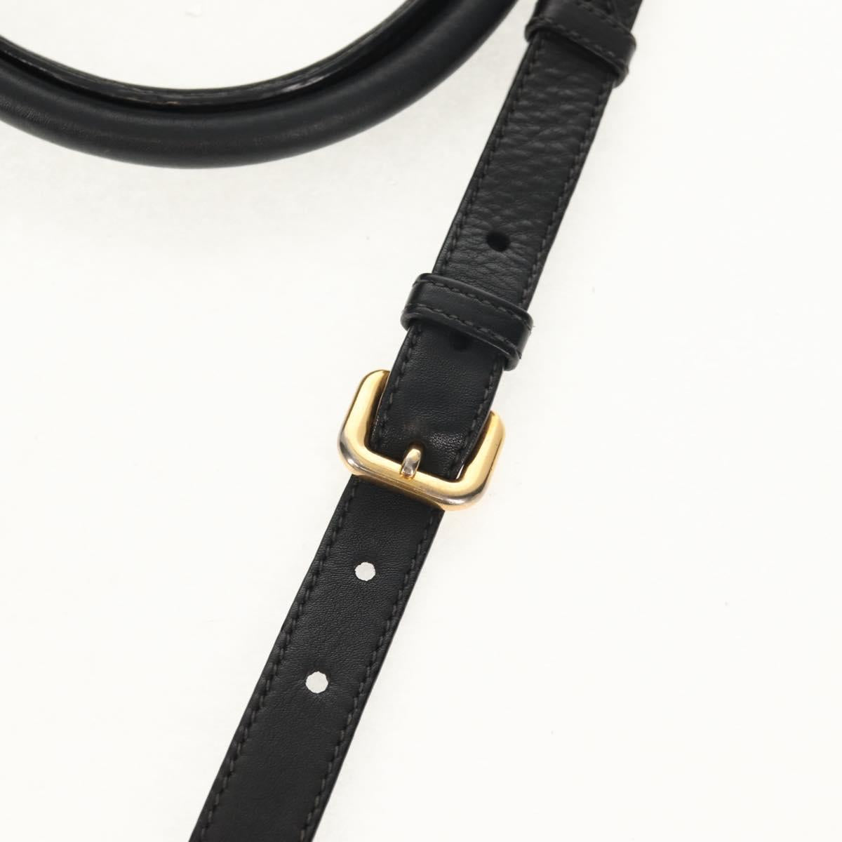 PRADA Hand Bag Leather 2way Black Gold Auth yk19532V