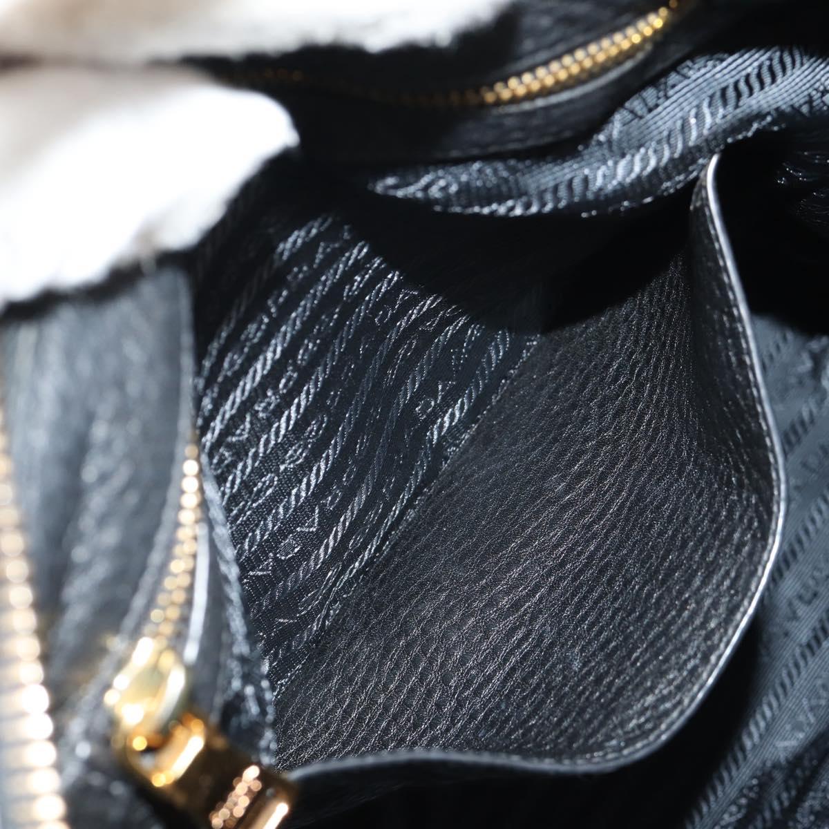 PRADA Hand Bag Leather 2way Black Gold Auth yk19532V