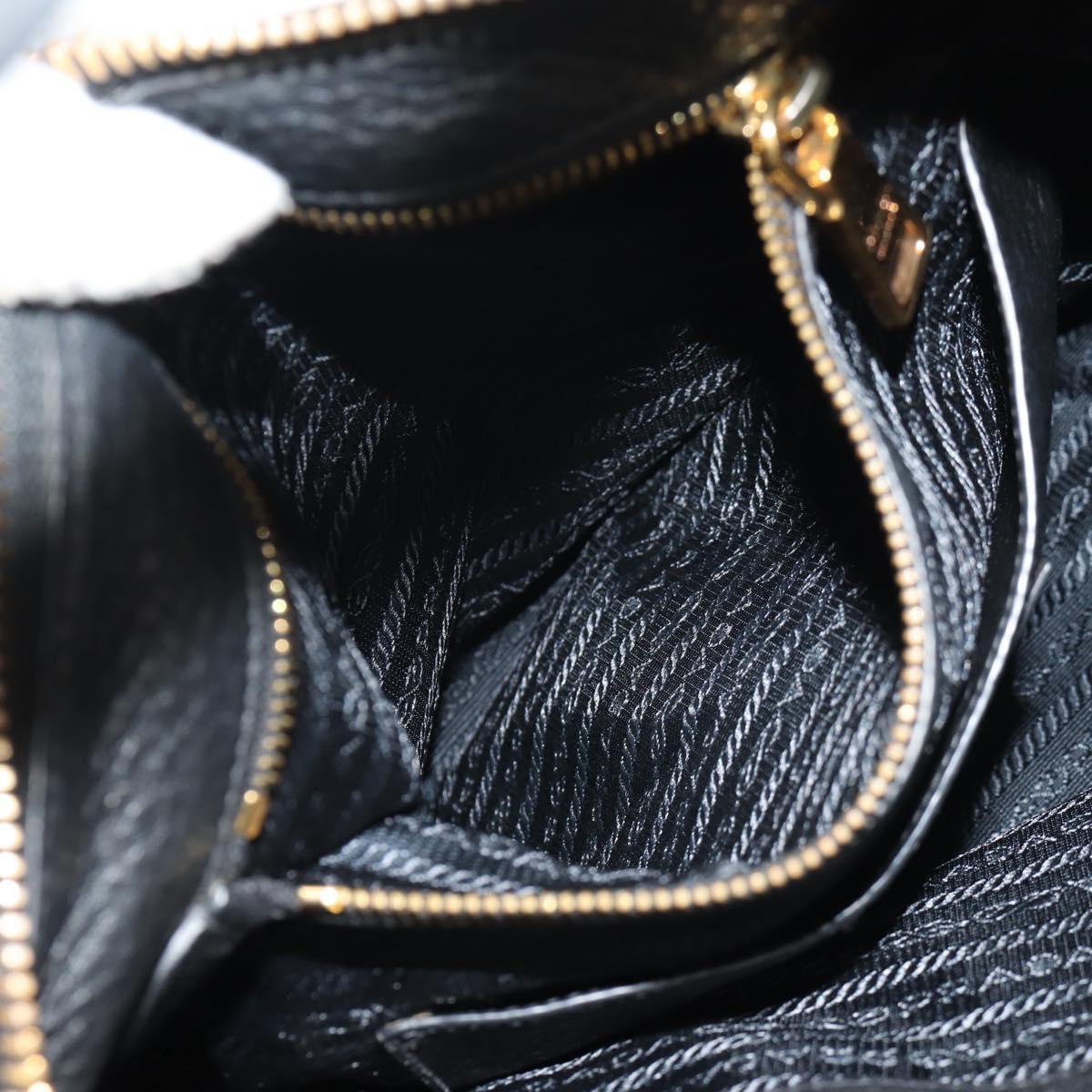 PRADA Hand Bag Leather 2way Black Gold Auth yk19532V