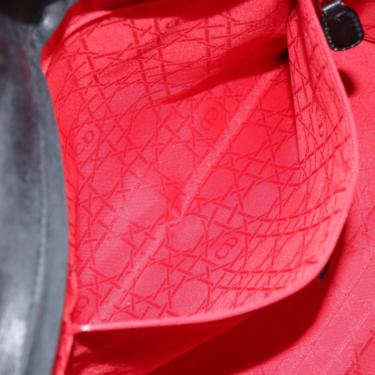 Christian Dior Canage Lady Dior Hand Bag Lamb Skin Black Gold Auth yk19533