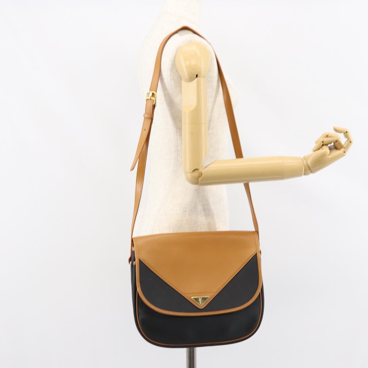 SAINT LAURENT Shoulder Bag Leather Beige Gold Auth yk19534