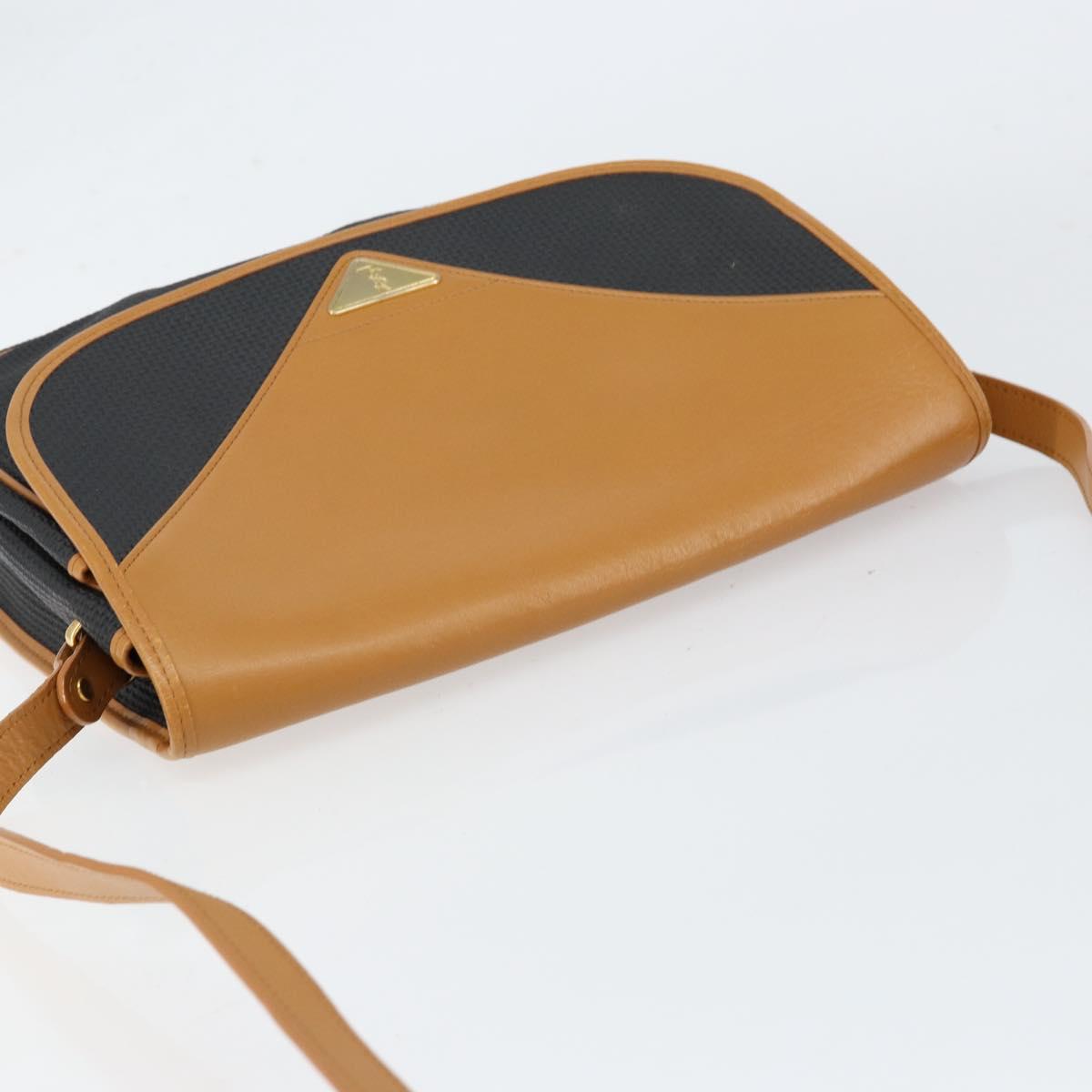 SAINT LAURENT Shoulder Bag Leather Beige Gold Auth yk19534