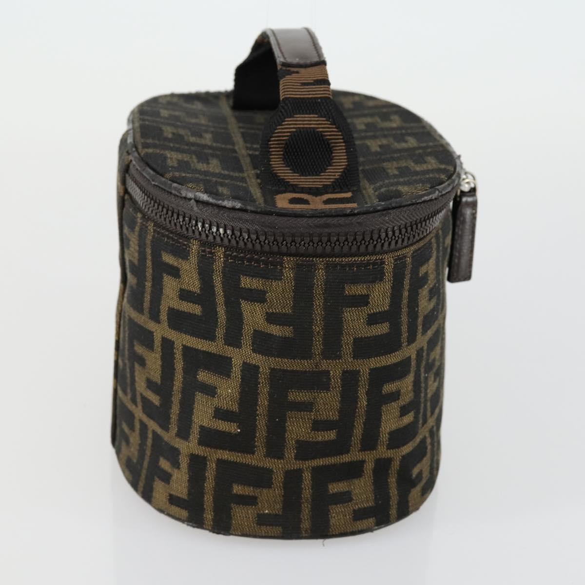 FENDI Zucca Canvas Vanity Pouch Black Brown Auth yk19543