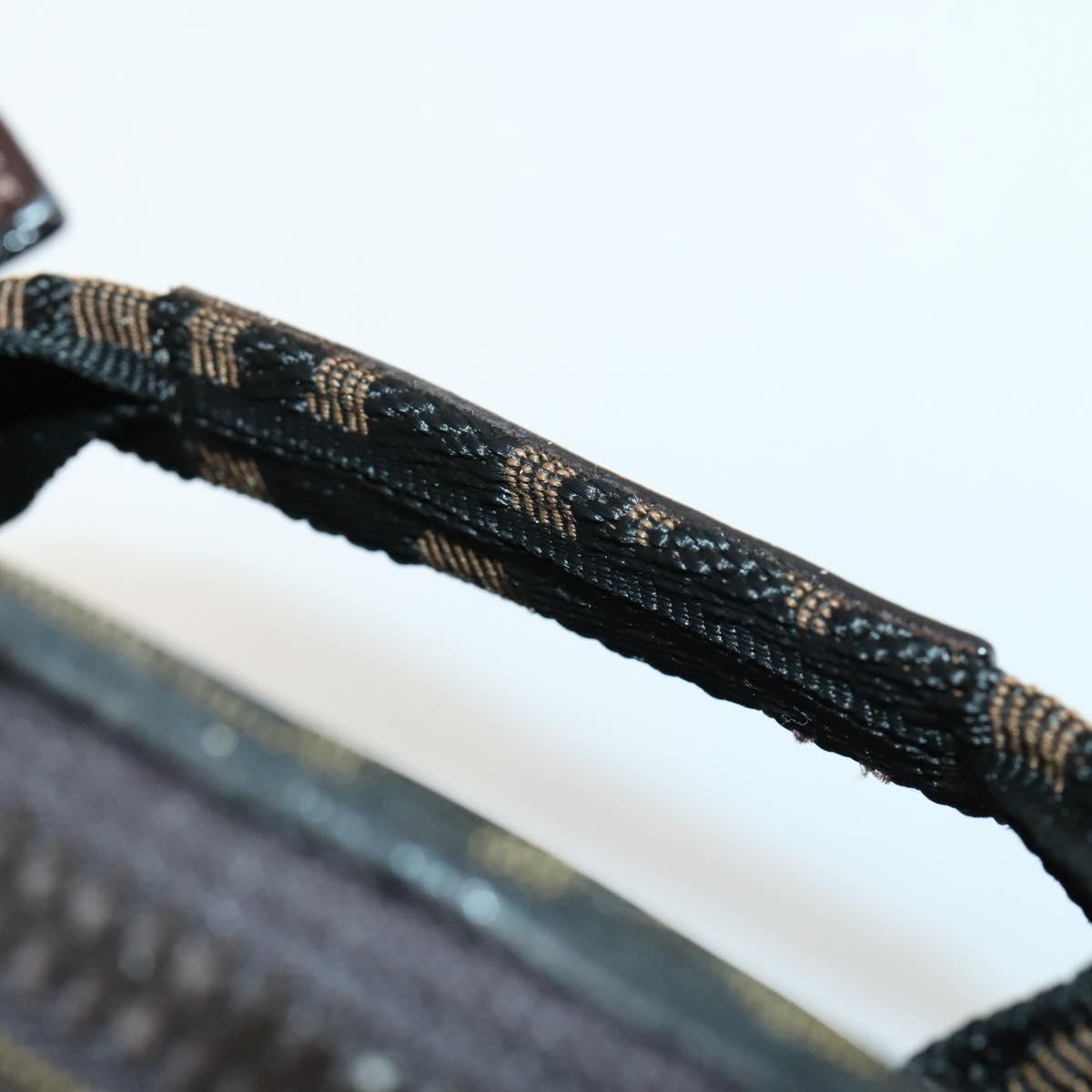 FENDI Zucca Canvas Vanity Pouch Black Brown Auth yk19543