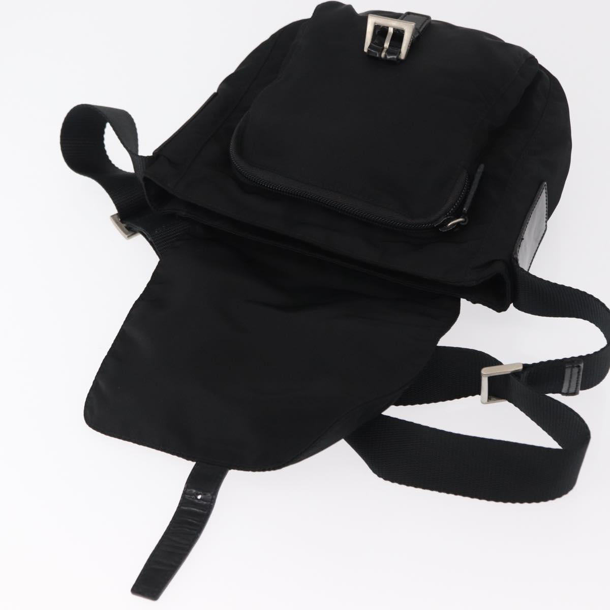 PRADA Shoulder Bag Nylon Black Silver Auth yk19544