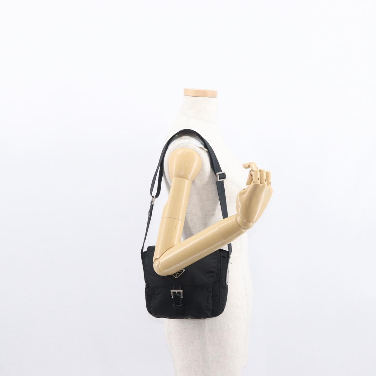PRADA Shoulder Bag Nylon Black Silver Auth yk19544