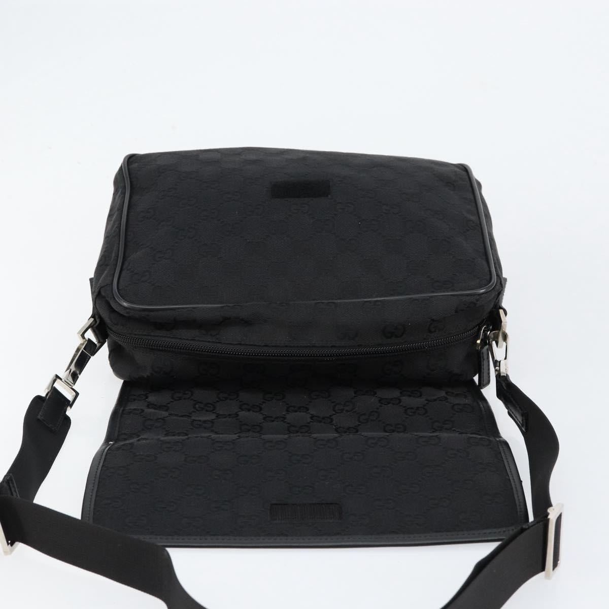 GUCCI GG Canvas Shoulder Bag Black Silver 28562 Auth yk19546