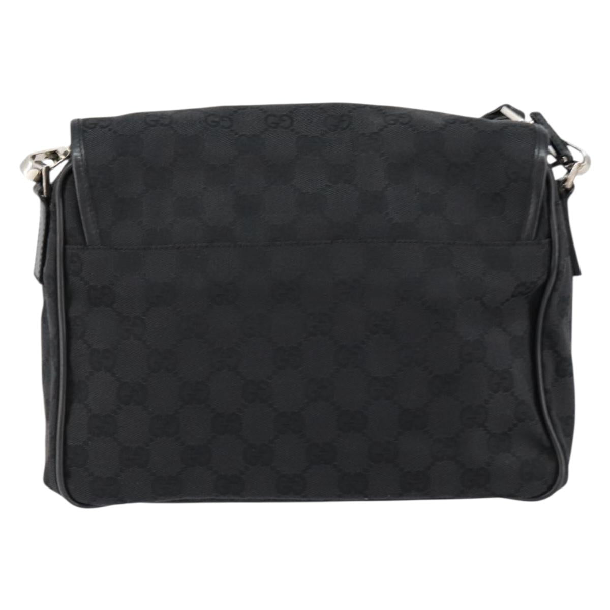 GUCCI GG Canvas Shoulder Bag Black Silver 28562 Auth yk19546