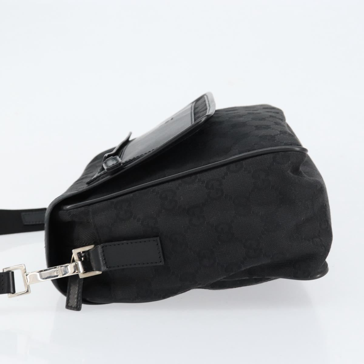 GUCCI GG Canvas Shoulder Bag Black Silver 28562 Auth yk19546