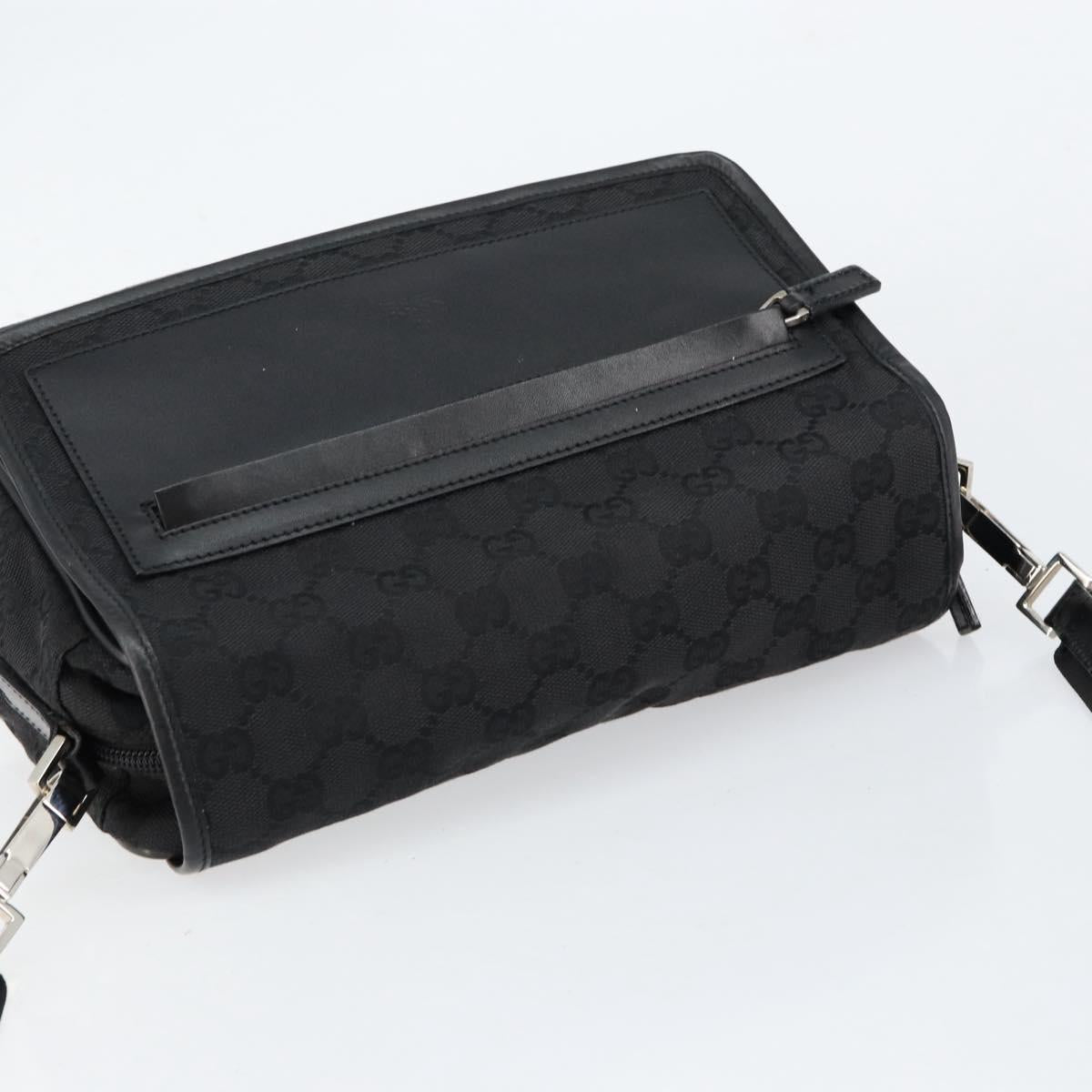 GUCCI GG Canvas Shoulder Bag Black Silver 28562 Auth yk19546