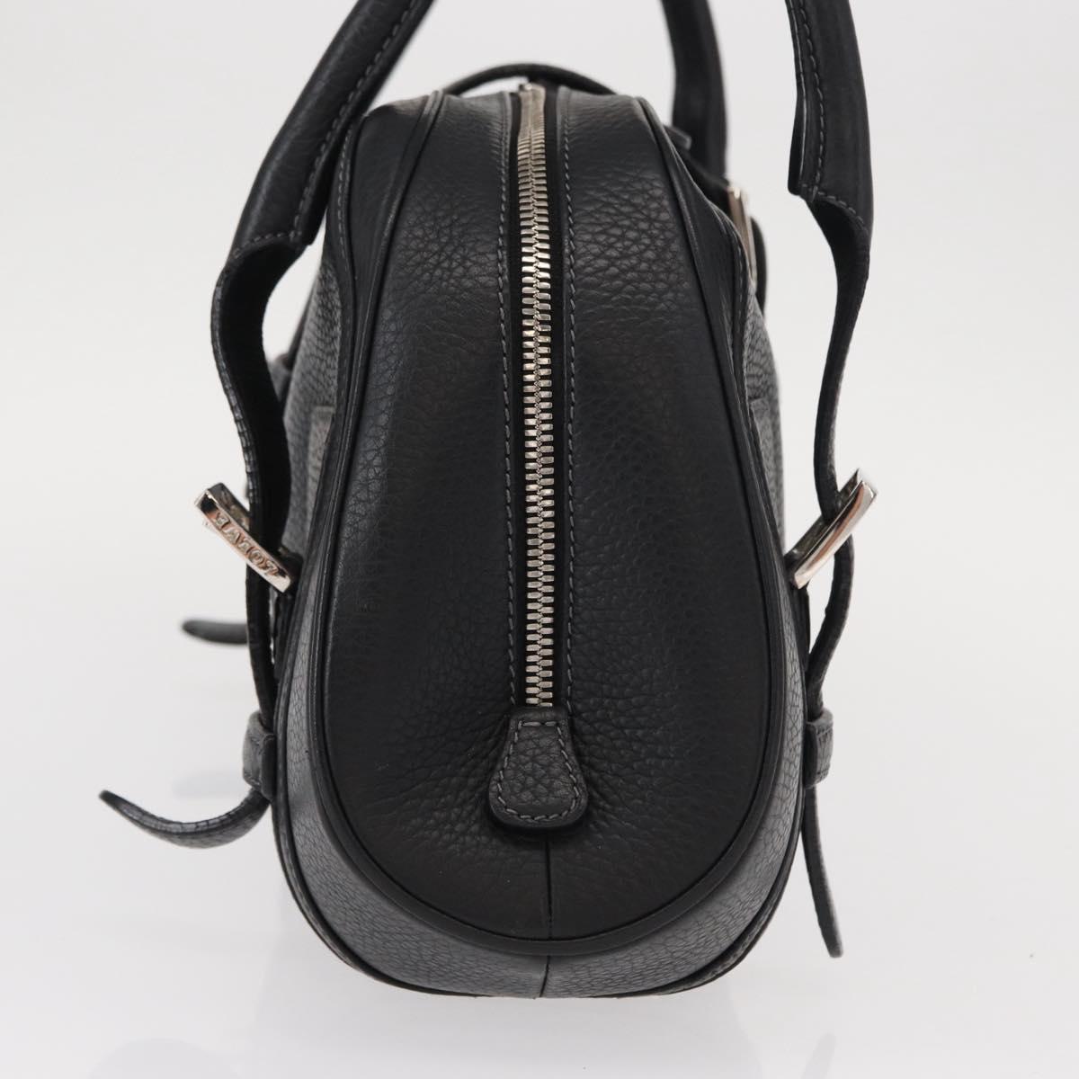 LOEWE Sender Hand Bag Leather Black Silver Auth yk19550