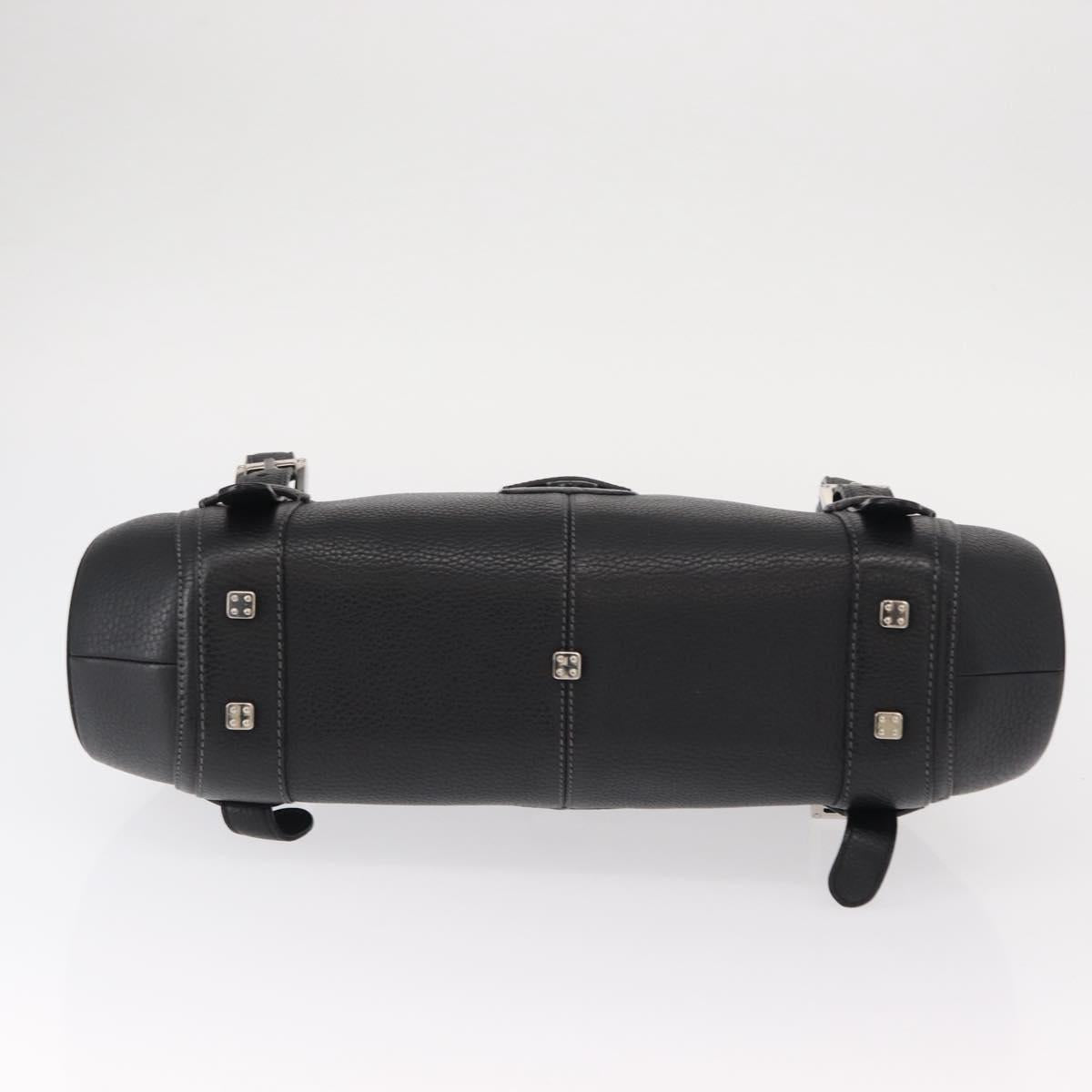 LOEWE Sender Hand Bag Leather Black Silver Auth yk19550