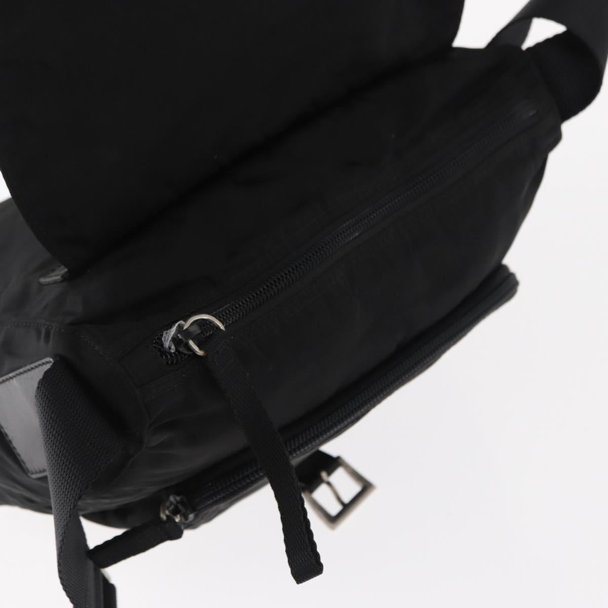 PRADA Shoulder Bag Nylon Black Silver Auth yk19551
