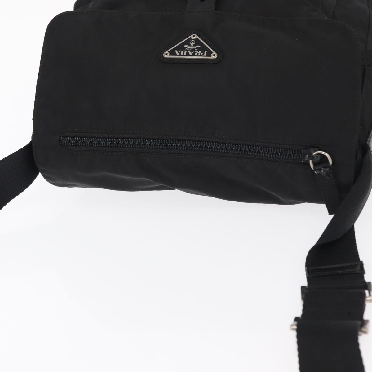 PRADA Shoulder Bag Nylon Black Silver Auth yk19551