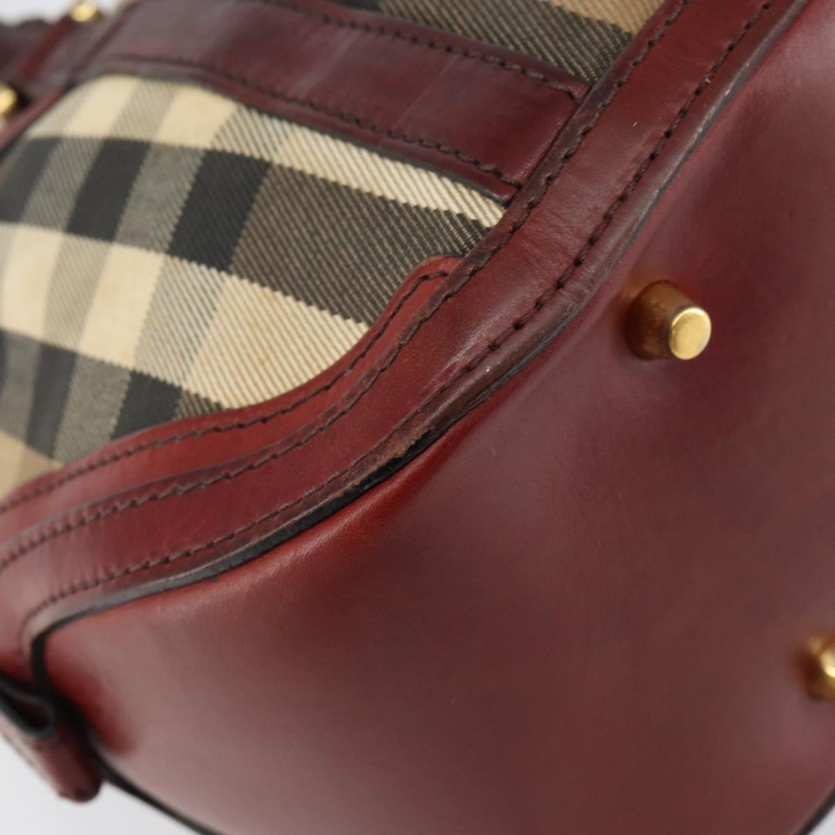 BURBERRY Nova Check Hand Bag Canvas Beige Gold Auth yk19552