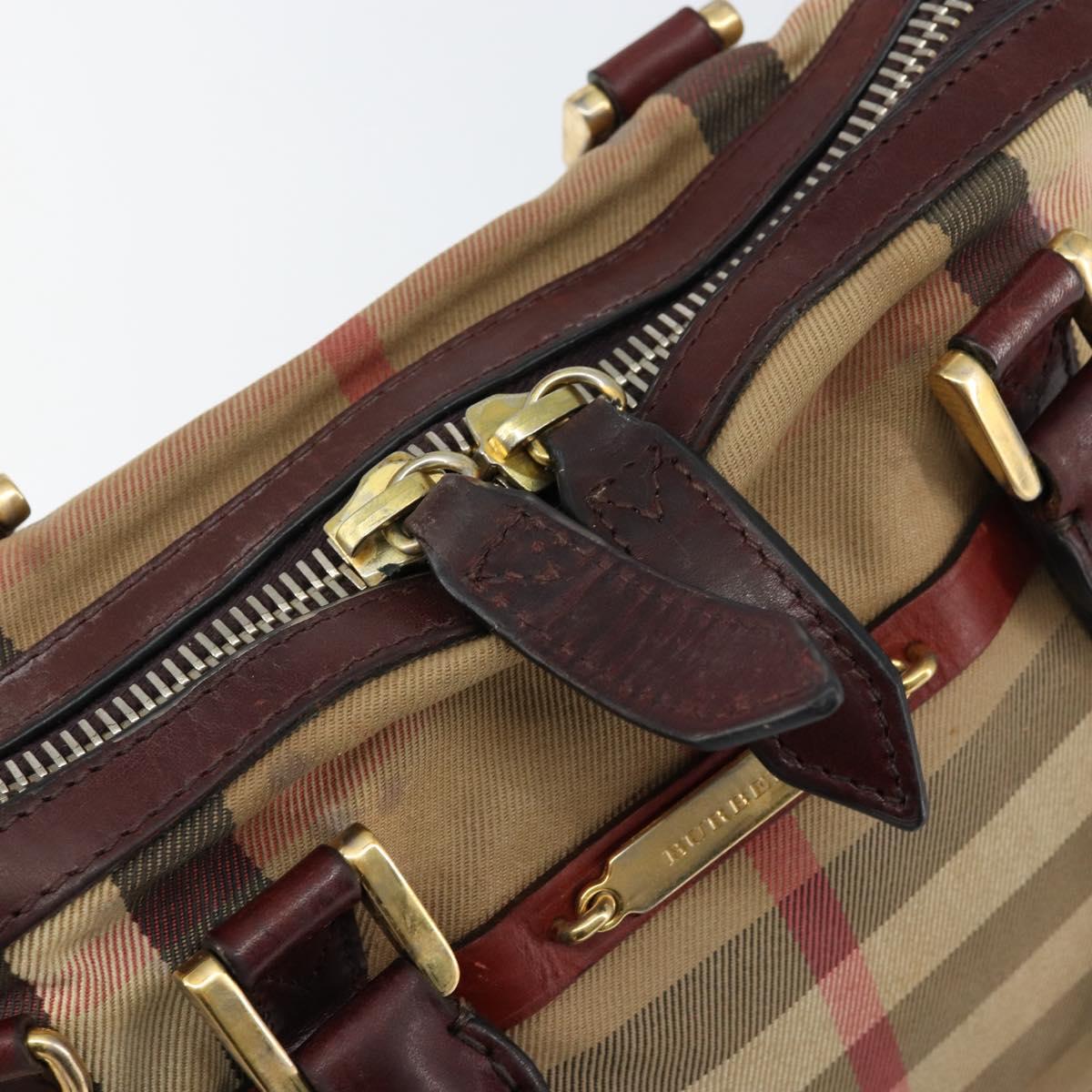 BURBERRY Nova Check Hand Bag Canvas Beige Gold Auth yk19552