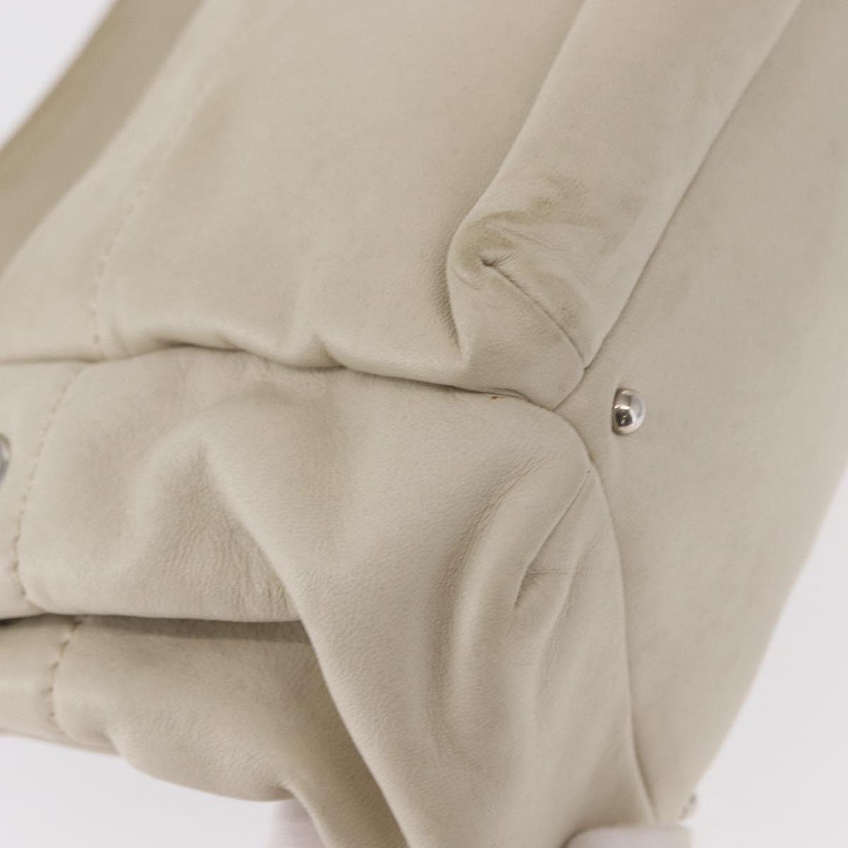 CHANEL Wild Stitch Chain Shoulder Bag Lamb Skin Beige Silver CC Auth yk19554