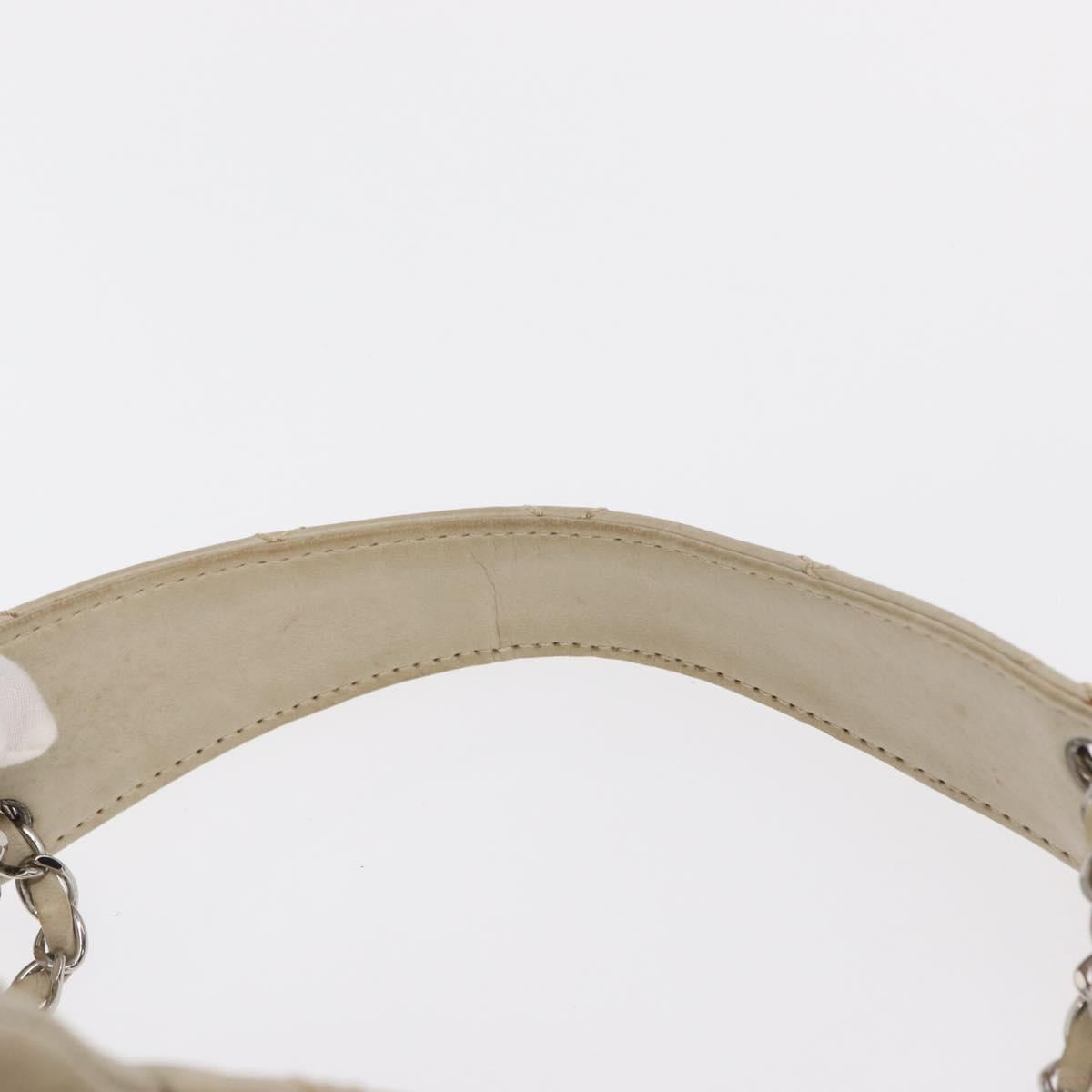 CHANEL Wild Stitch Chain Shoulder Bag Lamb Skin Beige Silver CC Auth yk19554