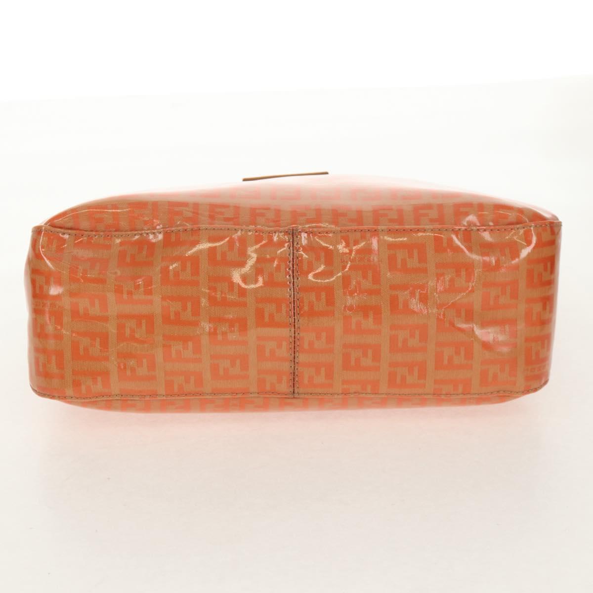 FENDI Zucchino Canvas Mamma Baguette Shoulder Bag Orange Gold Auth yk19564V