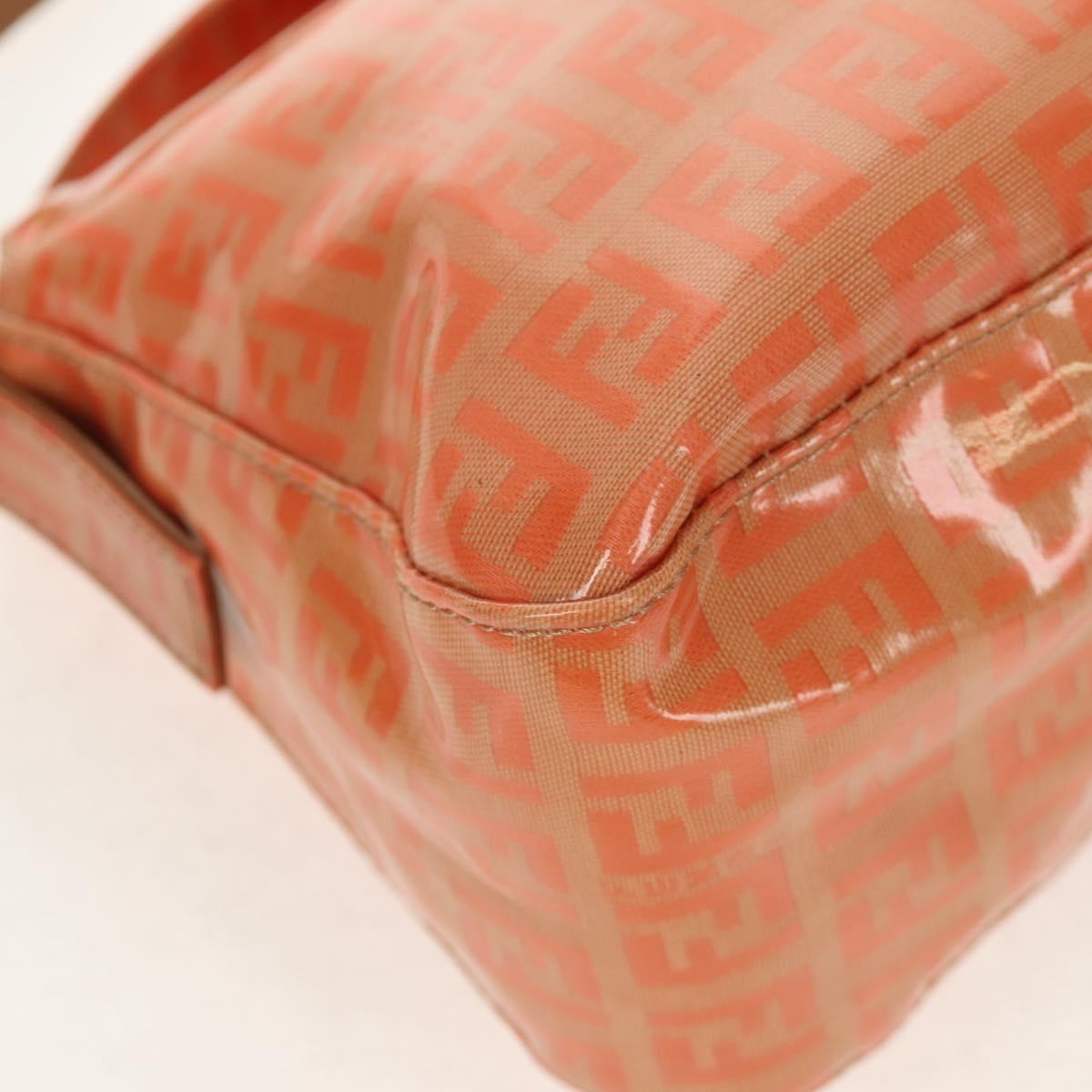 FENDI Zucchino Canvas Mamma Baguette Shoulder Bag Orange Gold Auth yk19564V