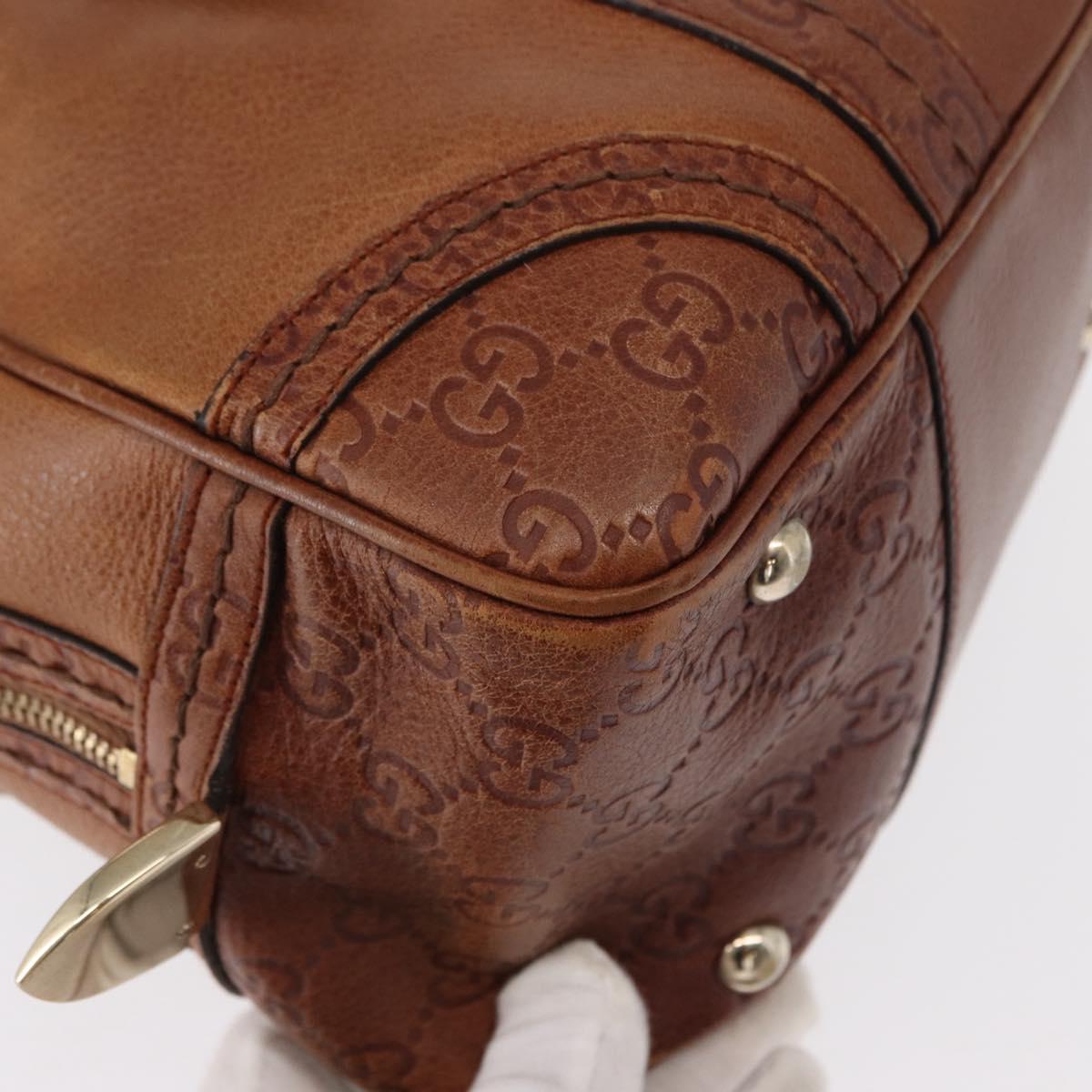 GUCCI GG Canvas Guccissima Hand Bag Leather Brown Gold 181509 Auth yk19565