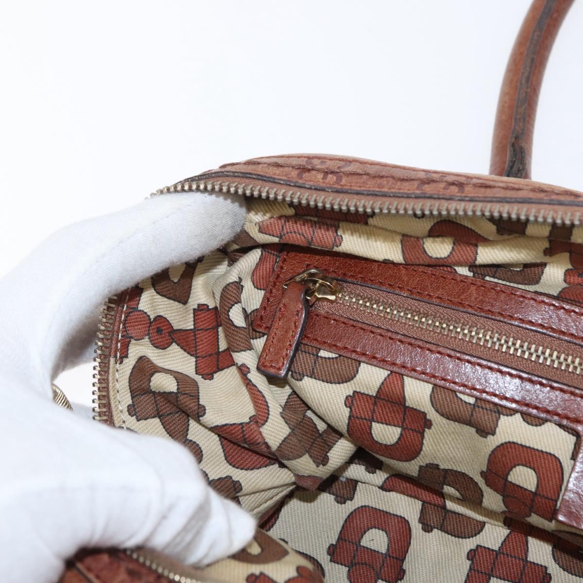 GUCCI GG Canvas Guccissima Hand Bag Leather Brown Gold 181509 Auth yk19565