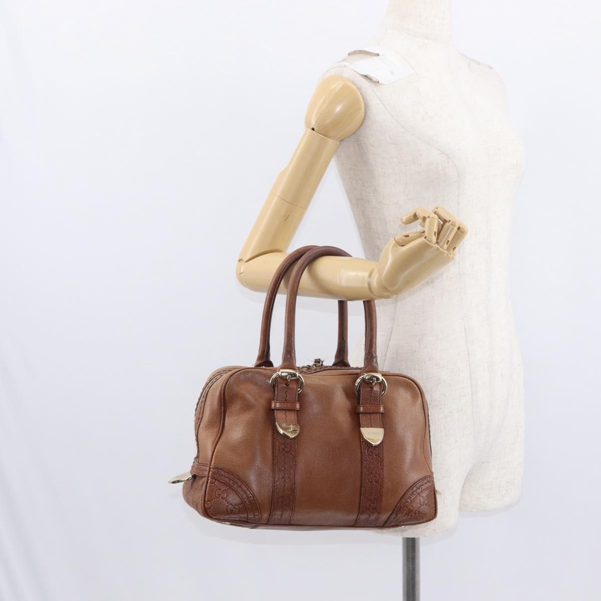 GUCCI GG Canvas Guccissima Hand Bag Leather Brown Gold 181509 Auth yk19565