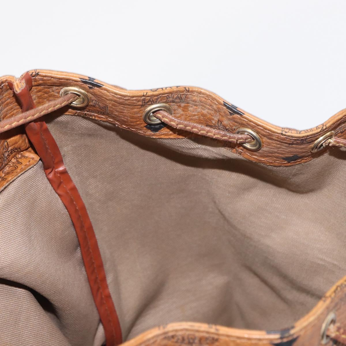 MCM Logogram Vicetos Backpack PVC Leather Brown Gold Auth yk19568