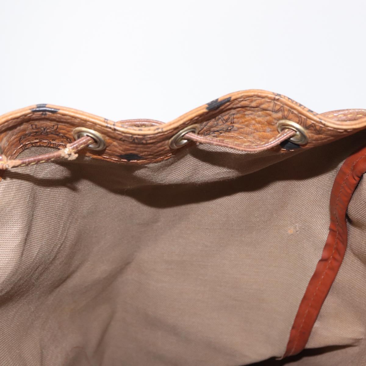 MCM Logogram Vicetos Backpack PVC Leather Brown Gold Auth yk19568