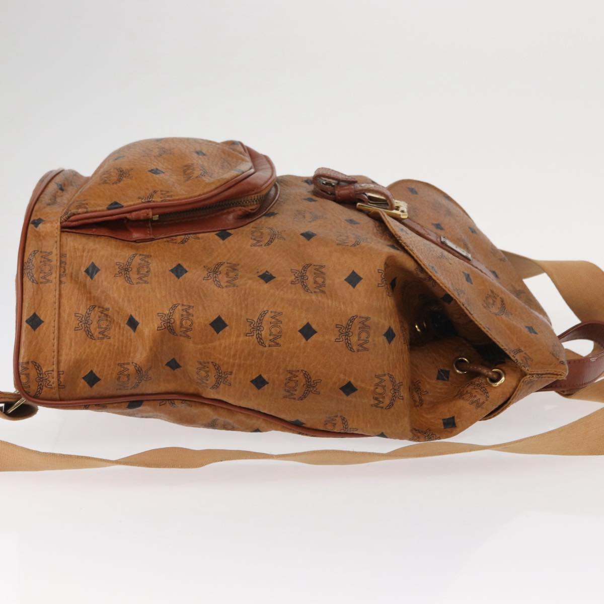 MCM Logogram Vicetos Backpack PVC Leather Brown Gold Auth yk19568