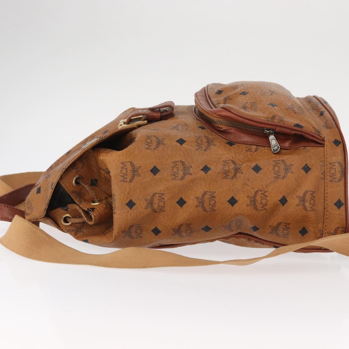 MCM Logogram Vicetos Backpack PVC Leather Brown Gold Auth yk19568