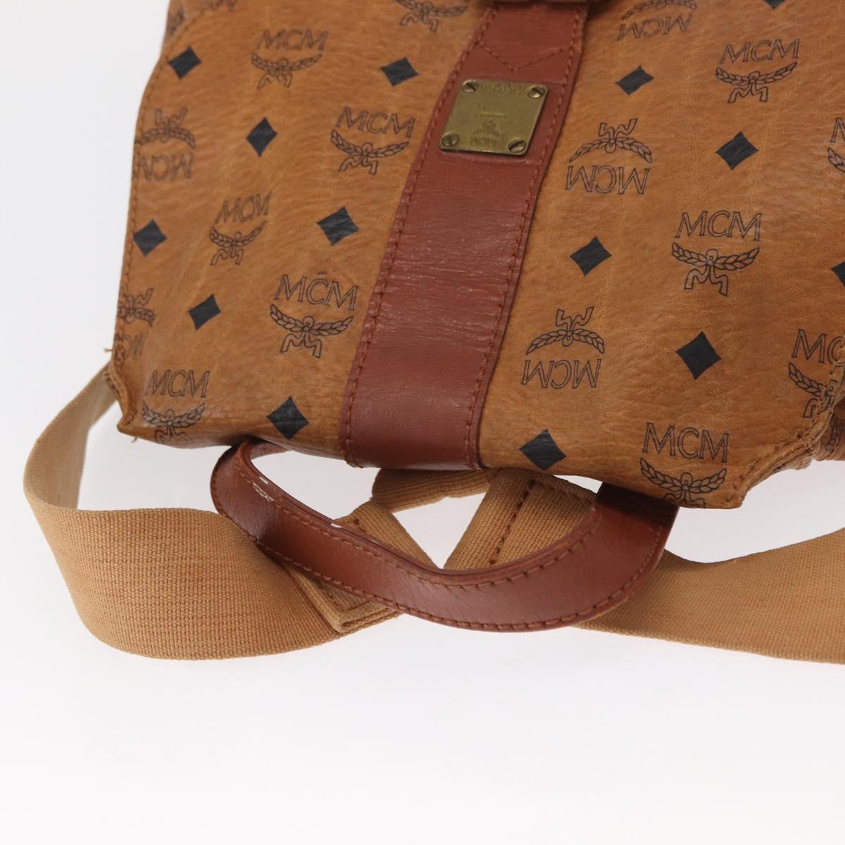 MCM Logogram Vicetos Backpack PVC Leather Brown Gold Auth yk19568