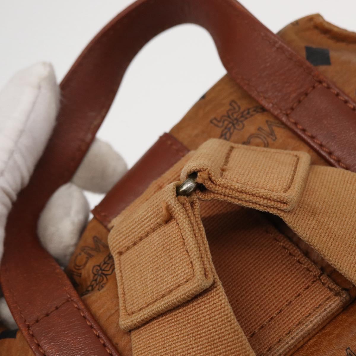 MCM Logogram Vicetos Backpack PVC Leather Brown Gold Auth yk19568