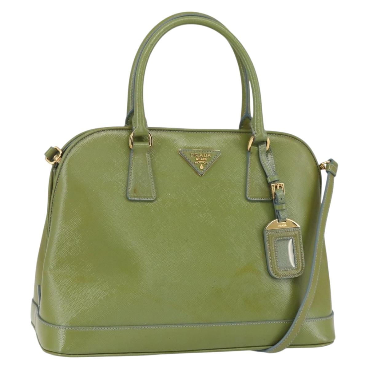 PRADA Hand Bag Safiano leather 2way Blue Gold Auth yk19579